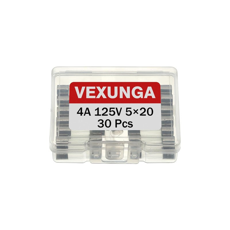 VEXUNGA 4A 125V Fuse 4 Amp 125 Volt Max Fast Blow Glass Fuses Replacement for Outdoor C9 String Christmas Xmas Lights 5x20MM / 0.2x0.78Inch (Pack of 30pcs) - Image 5
